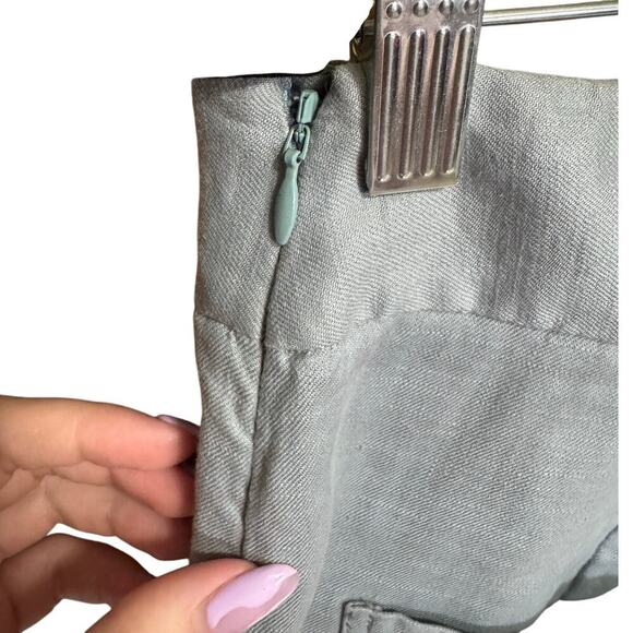 Anthropologie ett twa Nias Cuffed Pants Linen High Rise Tapered Crop Blue Size 8 - Picture 5 of 12